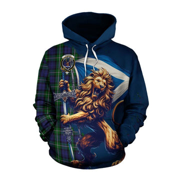 Forbes Tartan Family Crest Cotton Hoodie with Scottish Majestic Lion