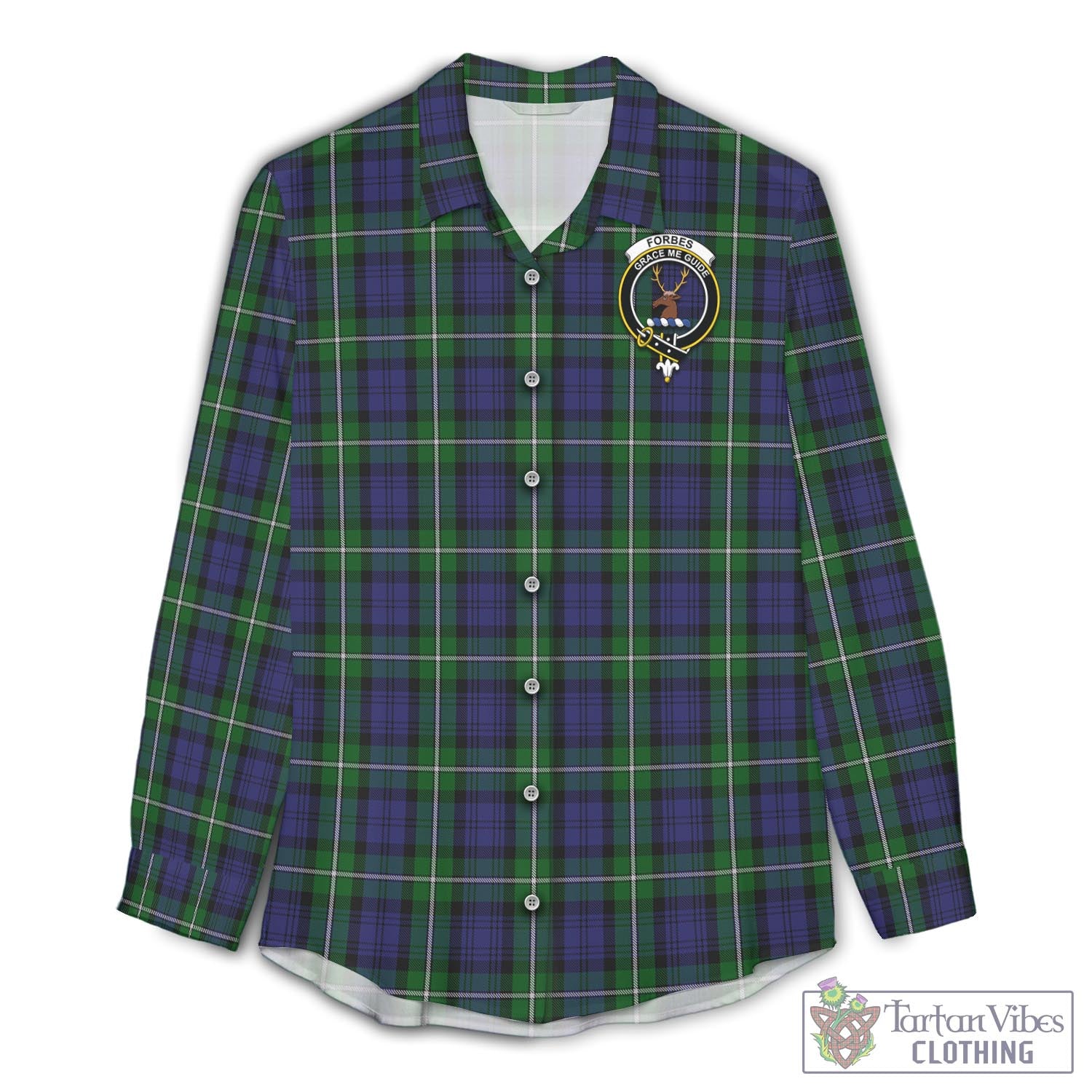 Tartan Vibes Clothing Forbes Tartan Womens Casual Shirt with Family Crest