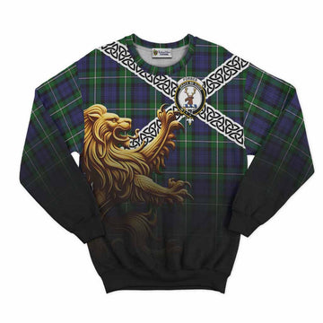 Forbes Crest Tartan Sweatshirt with Golden Lion Emblem Celtic Style