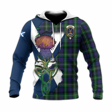 Forbes Tartan Family Crest Knitted Hoodie Scottish Thistle Celtic Inspired