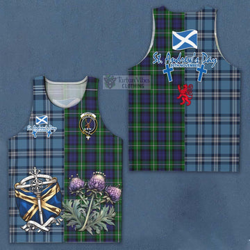 Tartan Vibes Clothing Forbes Tartan Men's Tank Top Happy St. Andrew's Day Half Tartan Style