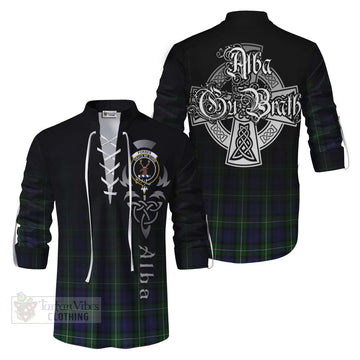 Tartan Vibes Clothing Forbes Tartan Ghillie Kilt Shirt Featuring Alba Gu Brath Family Crest Celtic Inspired