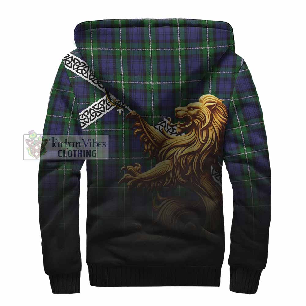 Tartan Vibes Clothing Forbes Crest Tartan Sherpa Hoodie with Golden Lion Emblem Celtic Style