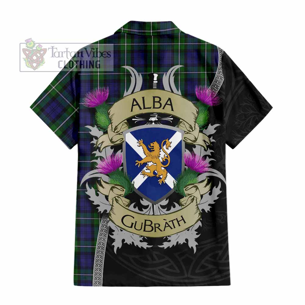 Tartan Vibes Clothing Forbes Tartan Family Crest Short Sleeve Button Shirt Lion Rampant Royal Thistle Shield Celtic Inspired