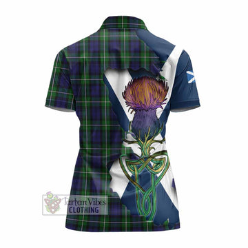 Tartan Vibes Clothing Forbes Tartan Family Crest Women's Polo Shirt Scottish Thistle Celtic Inspired