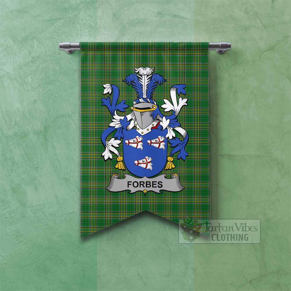 Tartan Vibes Clothing Forbes Irish Clan Tartan Gonfalon, Tartan Banner with Coat of Arms