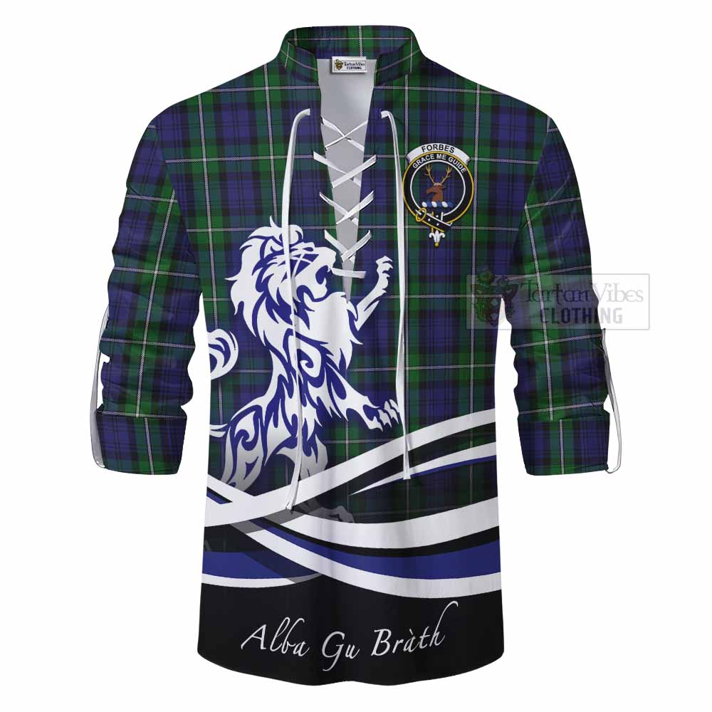 Tartan Vibes Clothing Forbes Tartan Ghillie Kilt Shirt with Alba Gu Brath Regal Lion Emblem