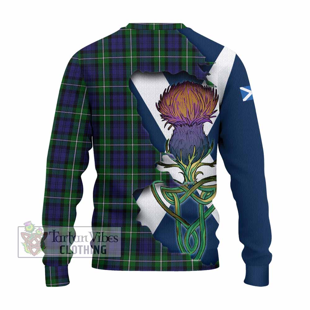 Tartan Vibes Clothing Forbes Tartan Family Crest Knitted Sweater Scottish Thistle Celtic Inspired