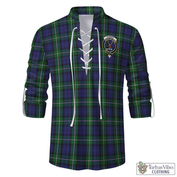 Forbes Tartan Men's Scottish Traditional Jacobite Ghillie Kilt Shirt with Family Crest