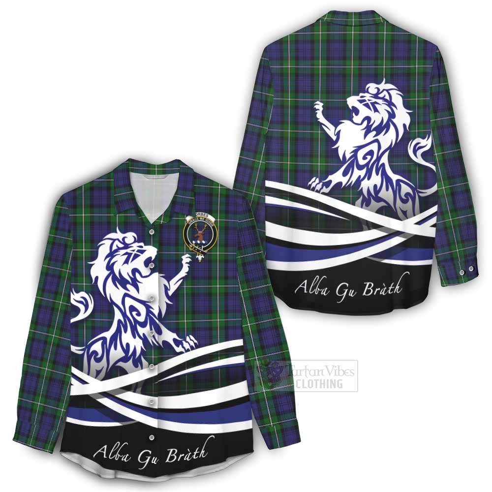 Tartan Vibes Clothing Forbes Tartan Women's Casual Shirt with Alba Gu Brath Regal Lion Emblem
