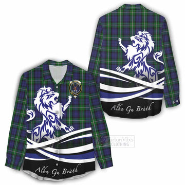 Tartan Vibes Clothing Forbes Tartan Women's Casual Shirt with Alba Gu Brath Regal Lion Emblem