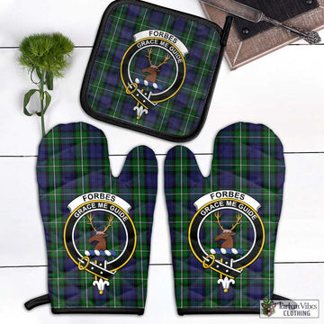 Forbes Tartan Combo Oven Mitt & Pot-Holder with Family Crest Combo 1 Oven Mitt & 1 Pot-Holder Black - Tartan Vibes Clothing