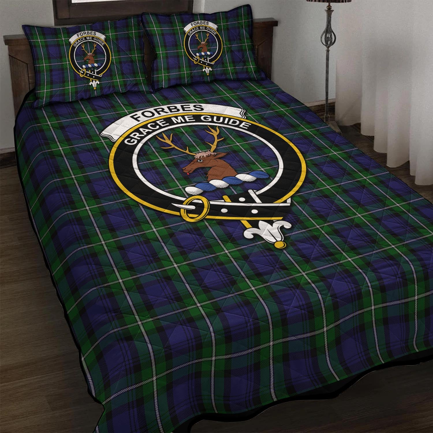 Forbes Tartan Quilt Bed Set with Family Crest - Tartan Vibes Clothing