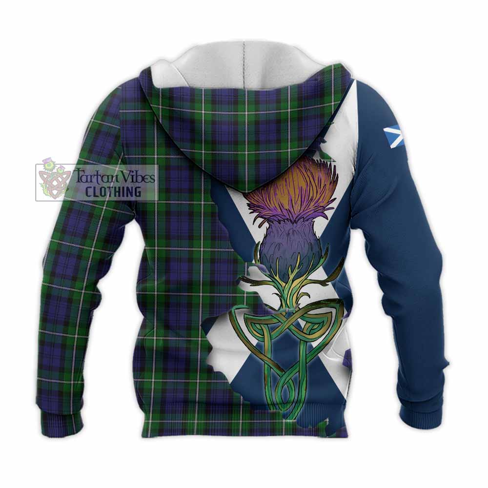 Tartan Vibes Clothing Forbes Tartan Family Crest Knitted Hoodie Scottish Thistle Celtic Inspired