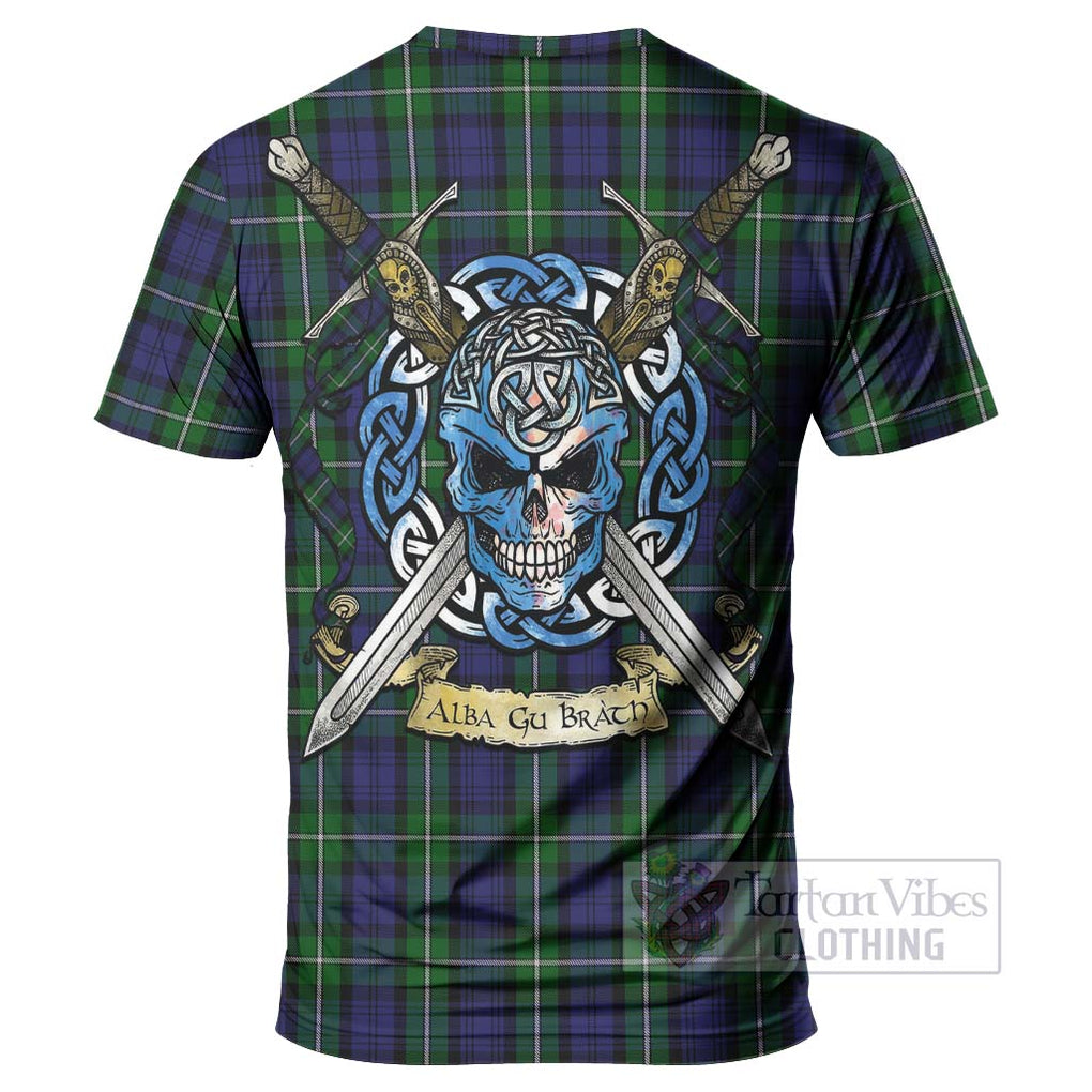 Tartan Vibes Clothing Forbes Tartan T-Shirt with Family Crest Celtic Skull Style