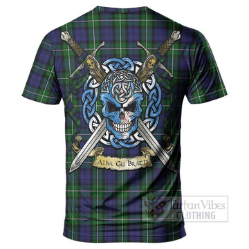 Tartan Vibes Clothing Forbes Tartan T-Shirt with Family Crest Celtic Skull Style