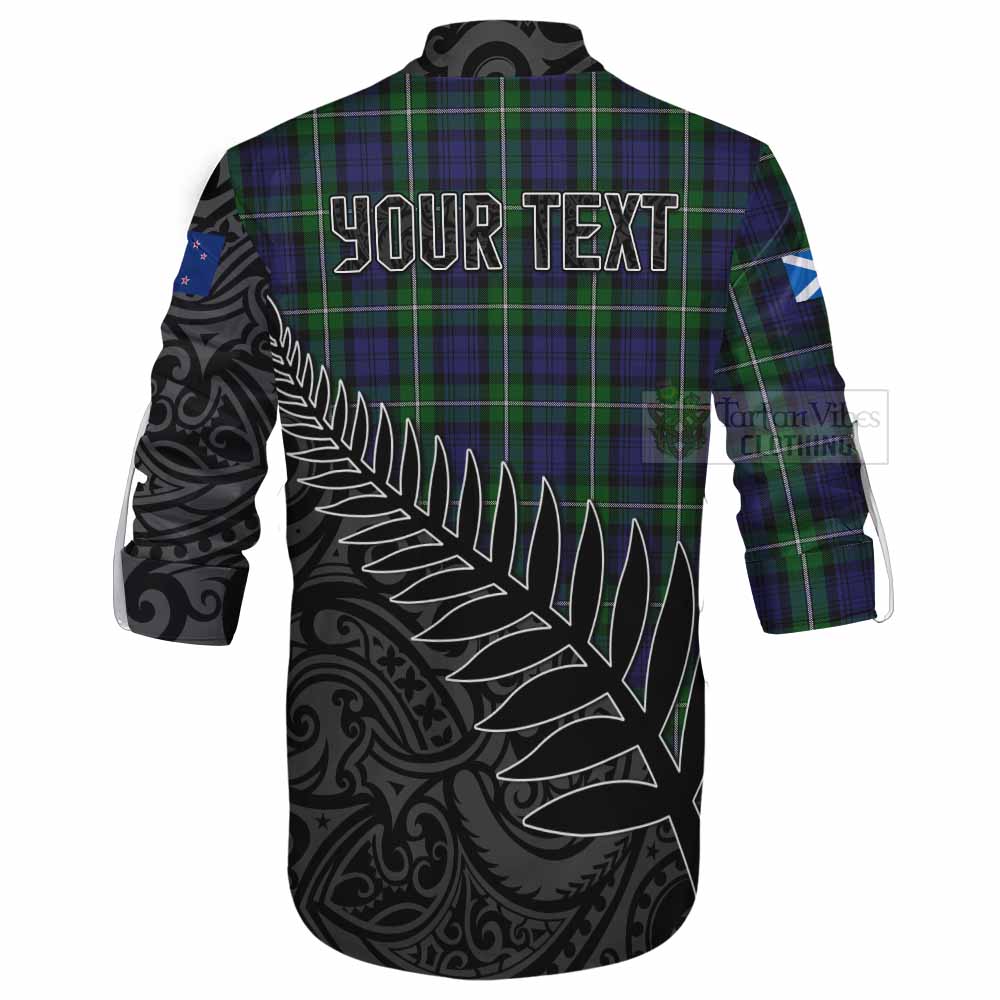 Tartan Vibes Clothing Forbes Crest Tartan Ghillie Kilt Shirt with New Zealand Silver Fern Half Style