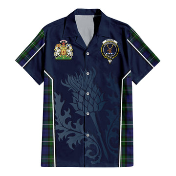 Tartan Vibes Clothing Forbes Tartan Short Sleeve Button Up Shirt with Family Crest and Scottish Thistle Vibes Sport Style