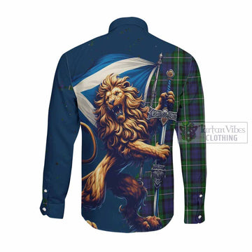 Forbes Tartan Family Crest Long Sleeve Button Shirt with Scottish Majestic Lion