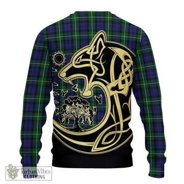 Forbes Tartan Knitted Sweater with Family Crest Celtic Wolf Style - Tartan Vibes Clothing