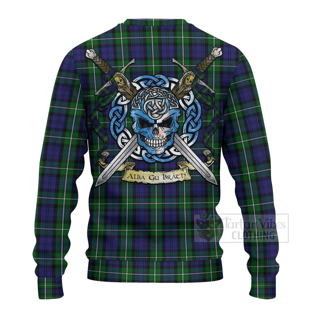 Tartan Vibes Clothing Forbes Tartan Knitted Sweater with Family Crest Celtic Skull Style