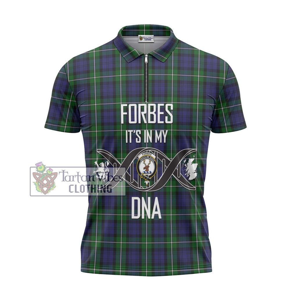 Forbes Tartan Zipper Polo Shirt with Family Crest DNA In Me Style - Tartanvibesclothing Shop