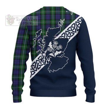Tartan Vibes Clothing Forbes Tartan Knitted Sweater Featuring Thistle and Scotland Map