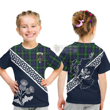 Tartan Vibes Clothing Forbes Tartan Kid T-Shirt Featuring Thistle and Scotland Map