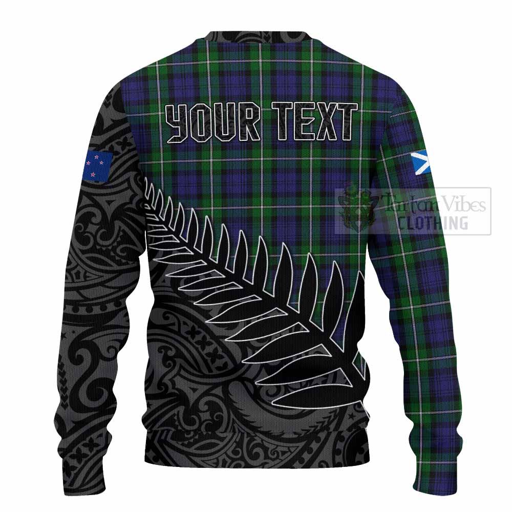 Tartan Vibes Clothing Forbes Crest Tartan Knitted Sweater with New Zealand Silver Fern Half Style