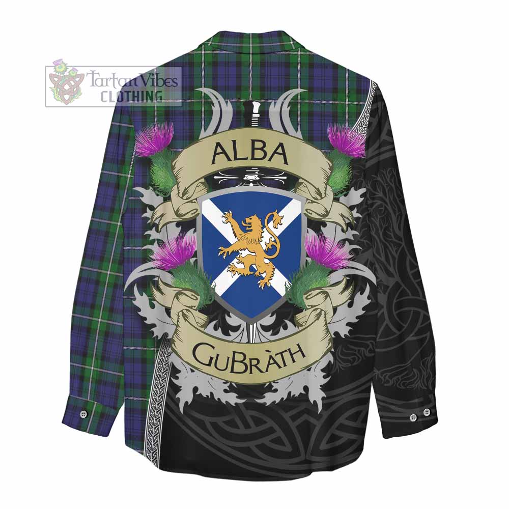 Tartan Vibes Clothing Forbes Tartan Family Crest Women's Casual Shirt Lion Rampant Royal Thistle Shield Celtic Inspired