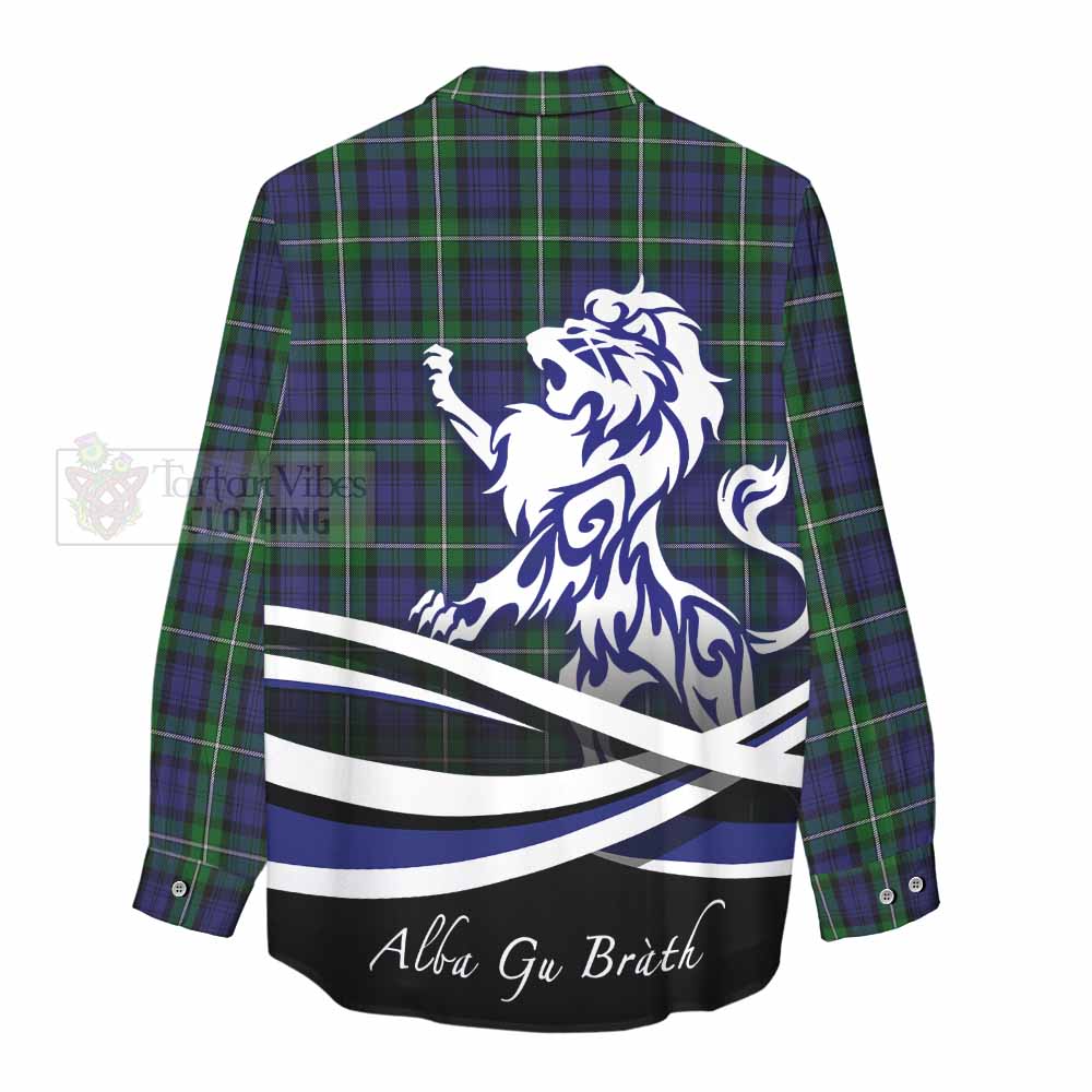Tartan Vibes Clothing Forbes Tartan Women's Casual Shirt with Alba Gu Brath Regal Lion Emblem