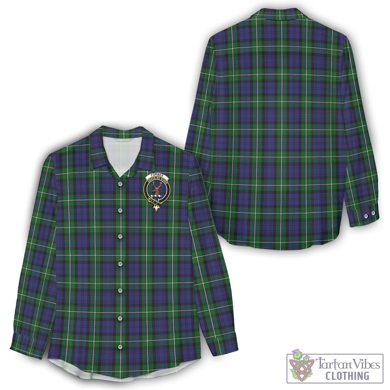 Tartan Vibes Clothing Forbes Tartan Womens Casual Shirt with Family Crest