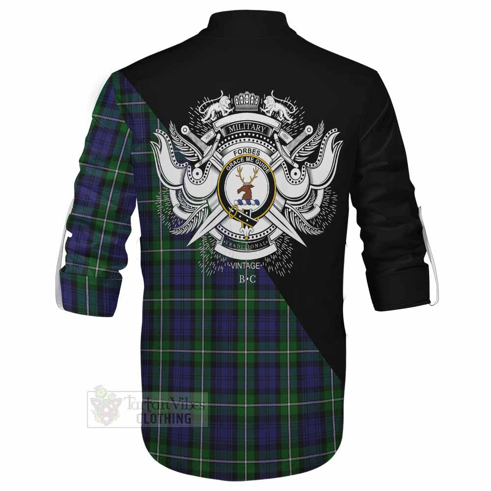 Tartan Vibes Clothing Forbes Tartan Ghillie Kilt Shirt with Family Crest and Military Logo Style