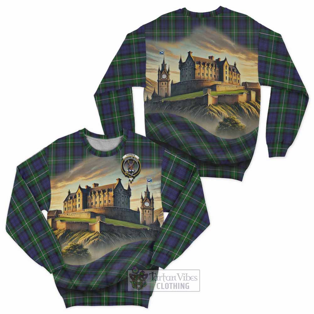 Tartan Vibes Clothing Forbes Tartan Family Crest Sweatshirt with Scottish Ancient Castle Style