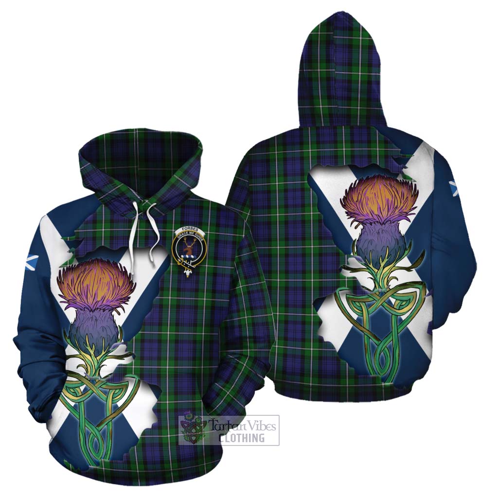 Tartan Vibes Clothing Forbes Tartan Family Crest Cotton Hoodie Scottish Thistle Celtic Inspired