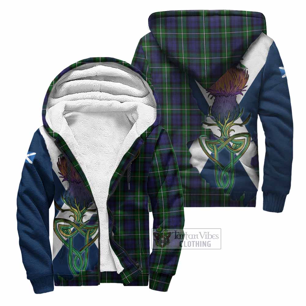 Tartan Vibes Clothing Forbes Tartan Family Crest Sherpa Hoodie Scottish Thistle Celtic Inspired