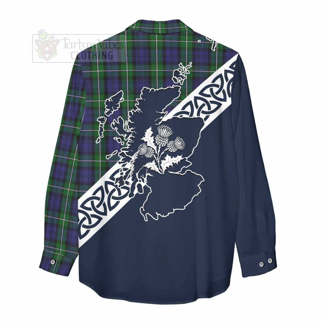 Tartan Vibes Clothing Forbes Tartan Women's Casual Shirt Featuring Thistle and Scotland Map