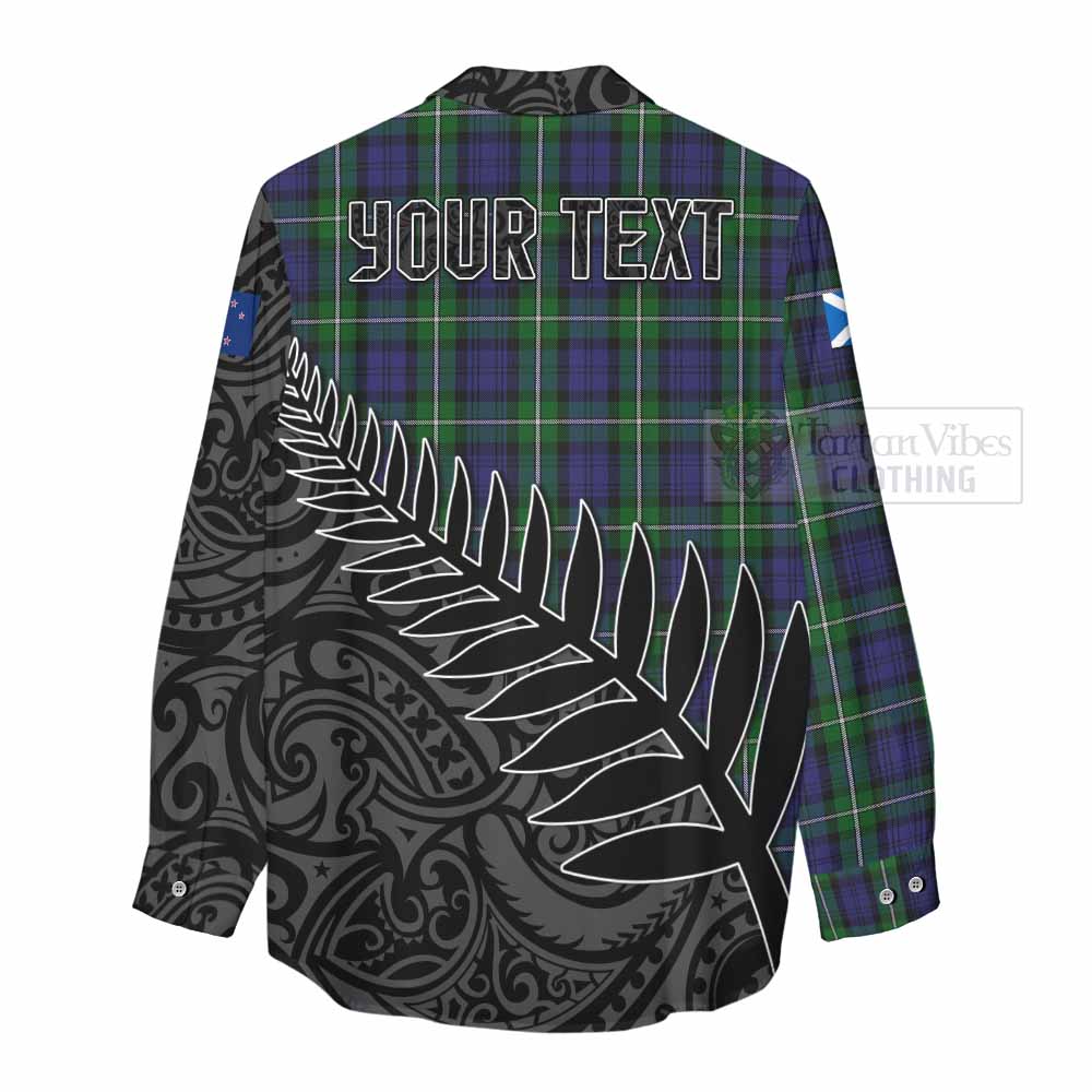 Tartan Vibes Clothing Forbes Crest Tartan Women's Casual Shirt with New Zealand Silver Fern Half Style