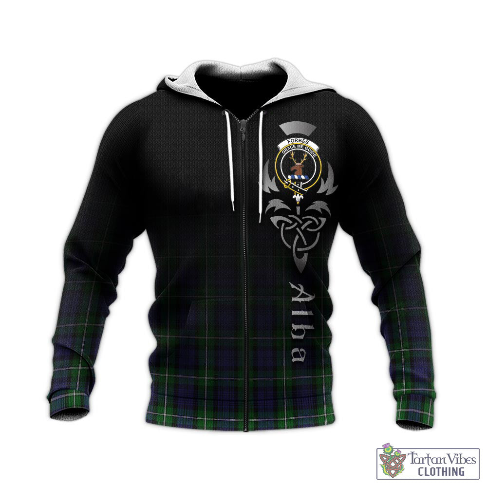 Tartan Vibes Clothing Forbes Tartan Knitted Hoodie Featuring Alba Gu Brath Family Crest Celtic Inspired
