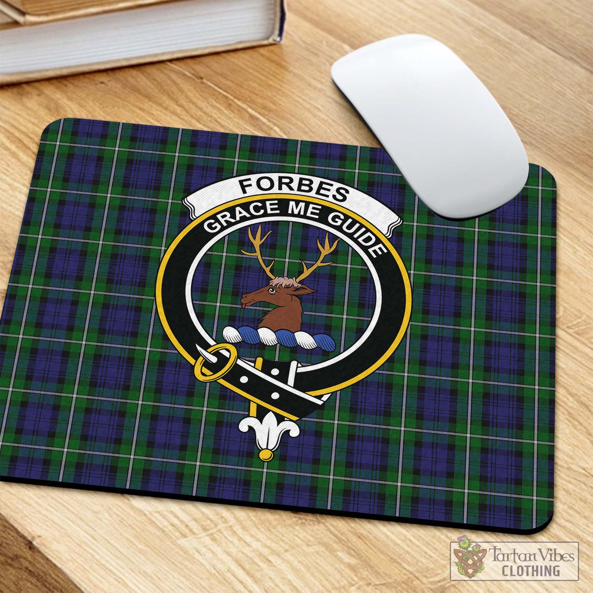 Tartan Vibes Clothing Forbes Tartan Mouse Pad with Family Crest