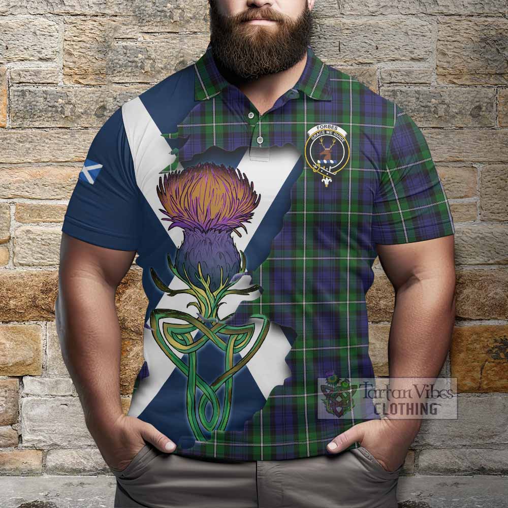 Tartan Vibes Clothing Forbes Tartan Family Crest Polo Shirt Scottish Thistle Celtic Inspired