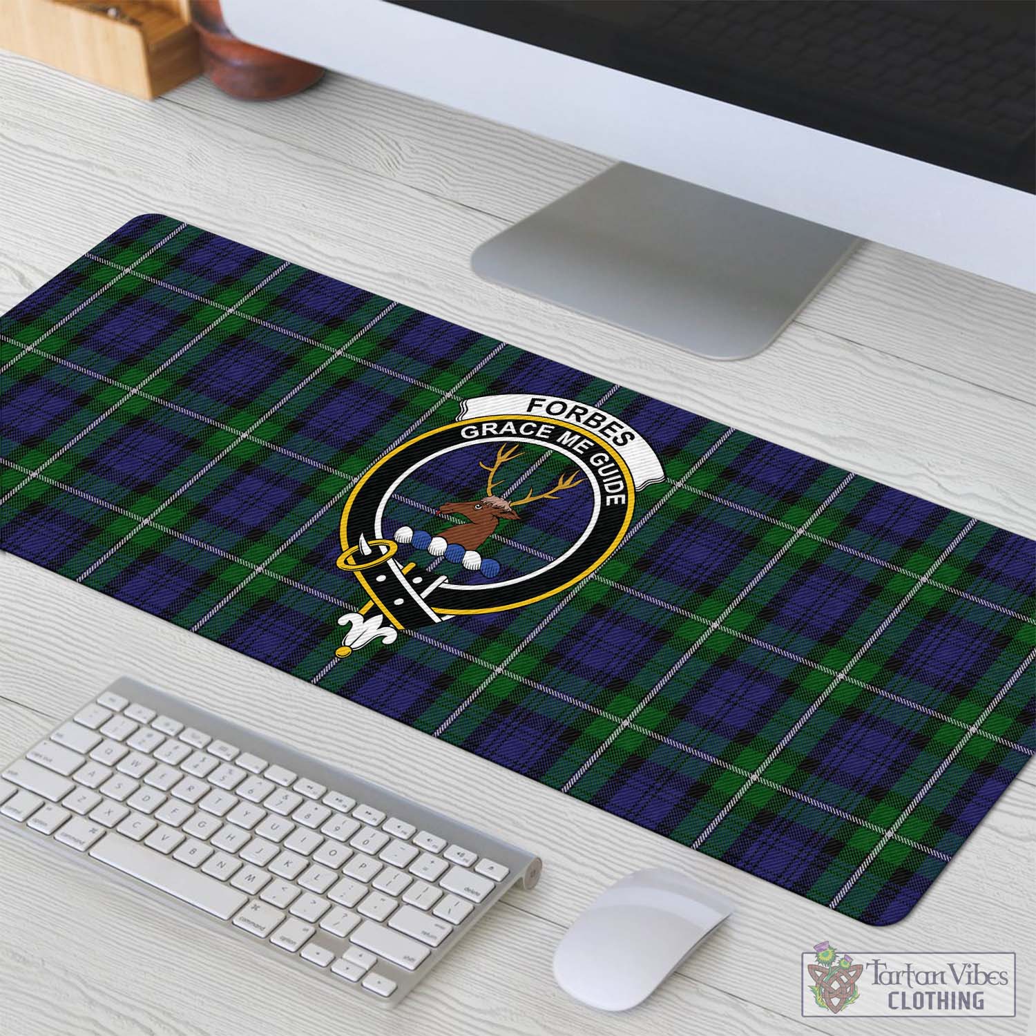 Tartan Vibes Clothing Forbes Tartan Mouse Pad with Family Crest