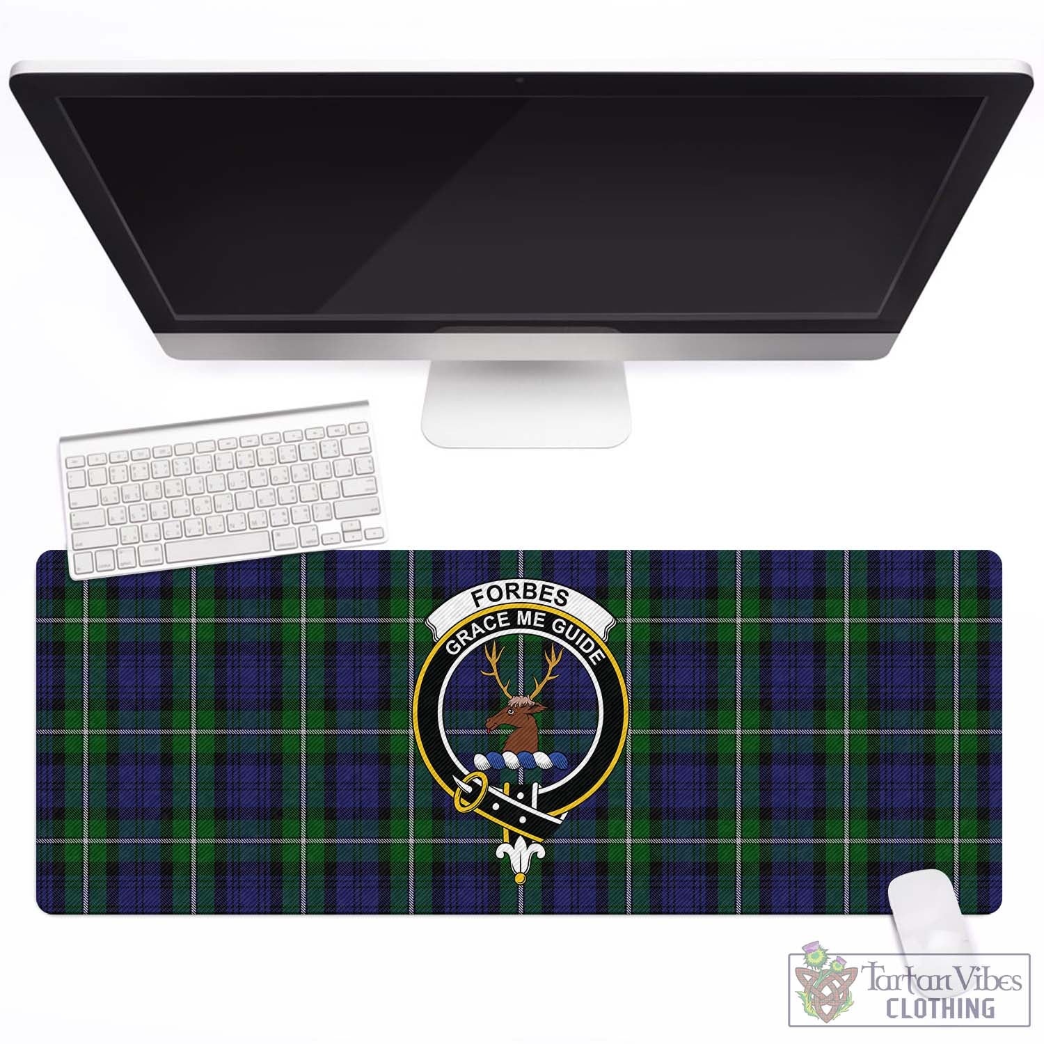 Tartan Vibes Clothing Forbes Tartan Mouse Pad with Family Crest