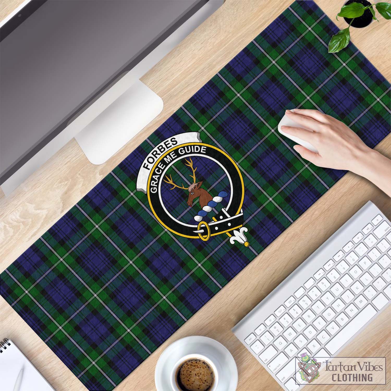 Tartan Vibes Clothing Forbes Tartan Mouse Pad with Family Crest