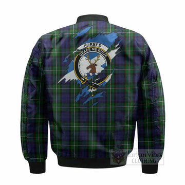 Forbes Clan Crest In Me Tartan Bomber Jacket Scotland Flag Style