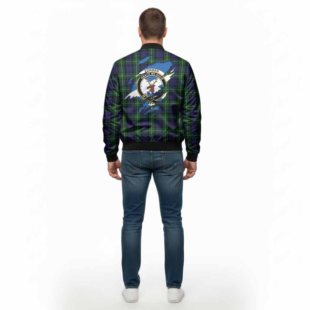 Forbes Clan Crest In Me Tartan Bomber Jacket Scotland Flag Style