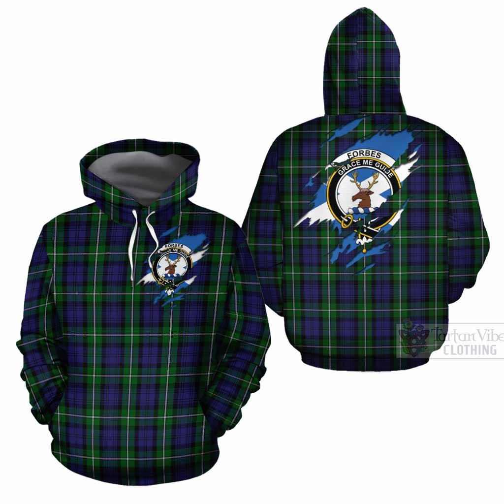 Forbes Clan Crest In Me Tartan Cotton Hoodie Scotland Flag Style