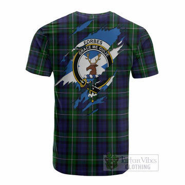 Forbes Clan Crest In Me Tartan Cotton T-shirt Scotland Flag Style