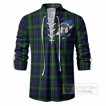 Forbes Clan Crest In Me Tartan Ghillie Shirt Scotland Flag Style