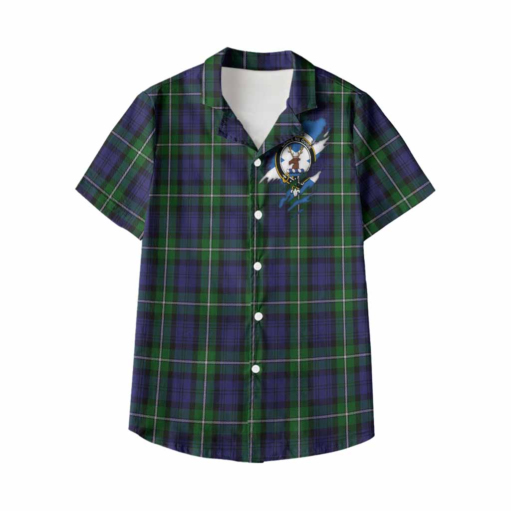 Forbes Clan Crest In Me Tartan Kid Hawaiian Shirt Scotland Flag Style